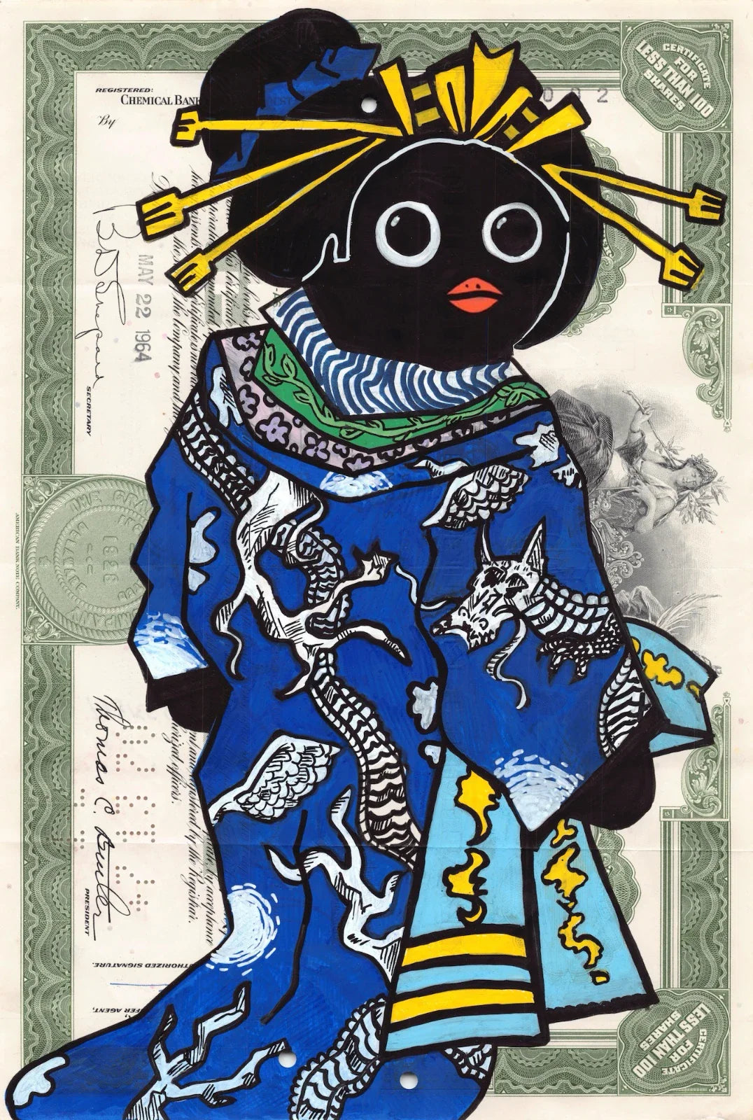 Courtesan wearing uchikake with dragon design