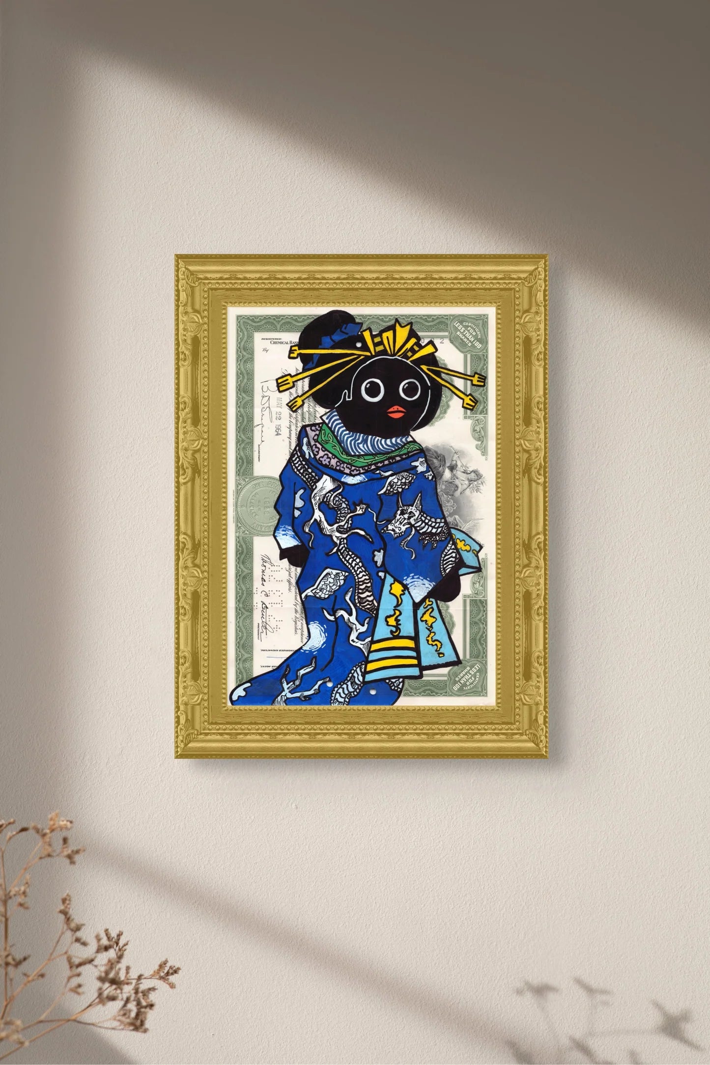 Courtesan wearing uchikake with dragon design