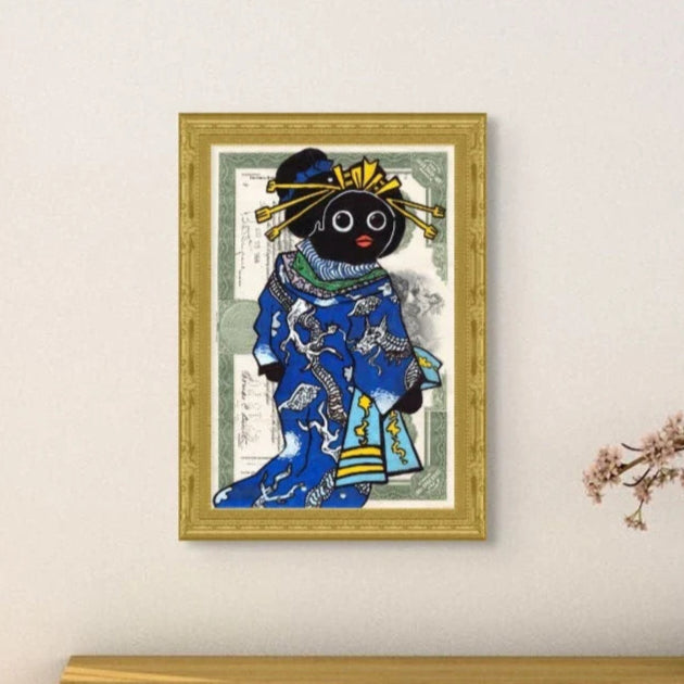 Courtesan wearing uchikake with dragon design