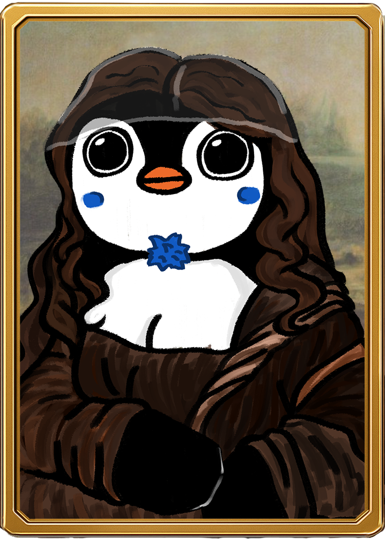 Penguino Mona Lisa Art Card