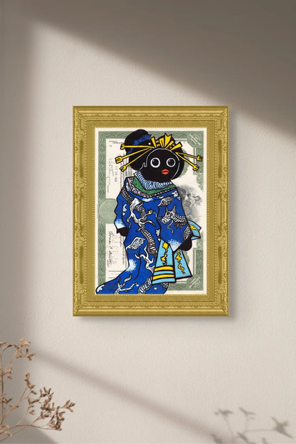 Courtesan wearing uchikake with dragon design
